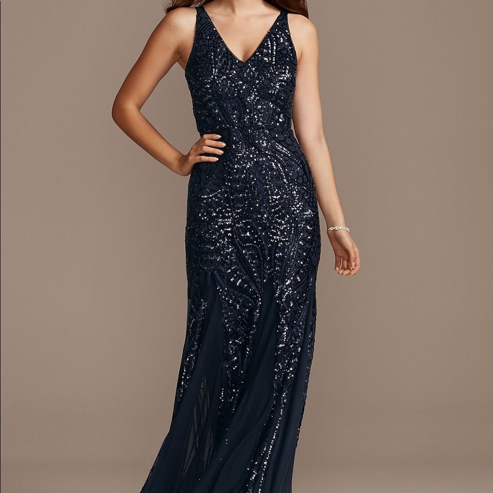 Night way Navy Sequin Dress